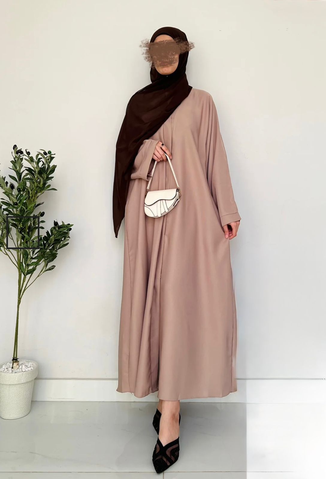 Everyday Front Open Abaya - Beige