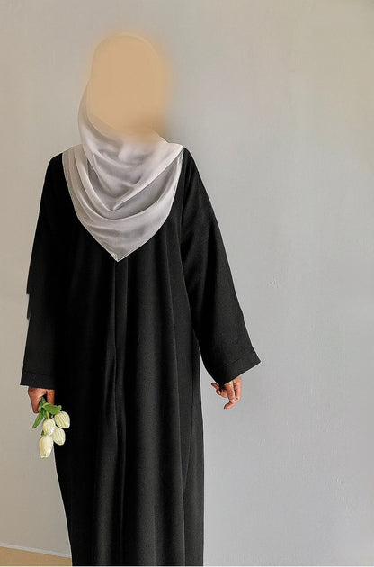 Everyday Front Open Abaya - Black