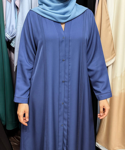 Plain Front Open Abaya - Black