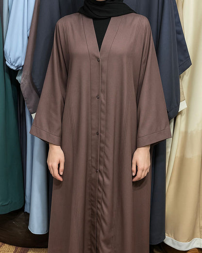Plain Front Open Abaya - Black