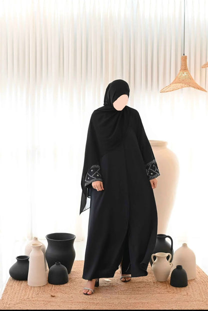 Hand Embroidery Black Abaya (Premium Nida)