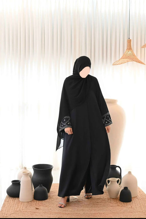 Hand Embroidery Black Abaya (Premium Nida)