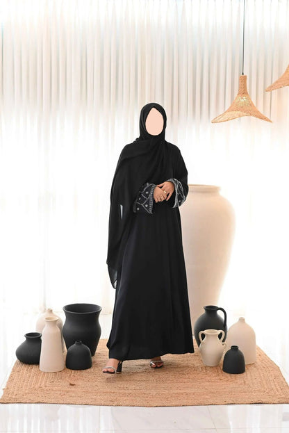 Hand Embroidery Black Abaya (Premium Nida)
