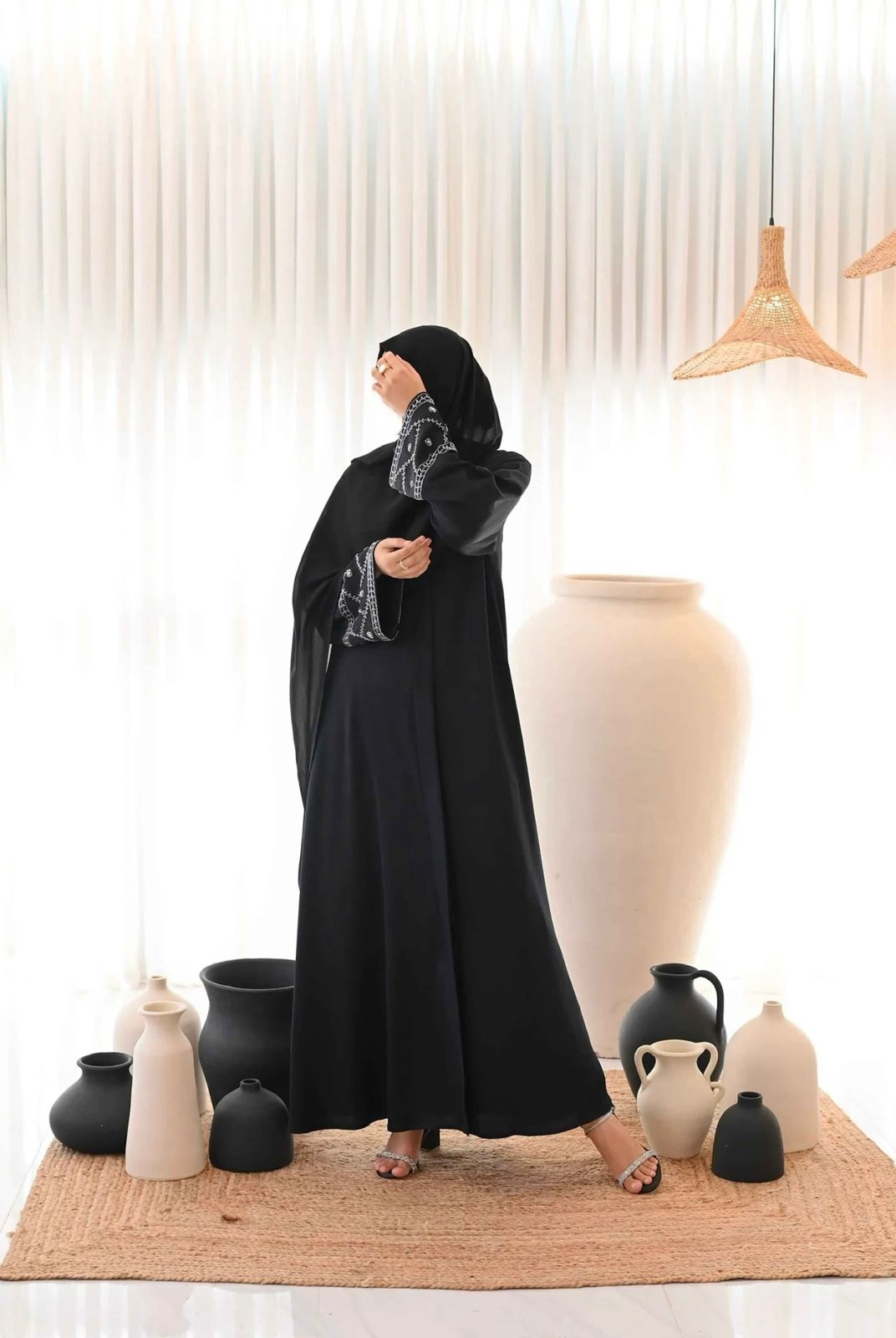 Hand Embroidery Black Abaya (Premium Nida)