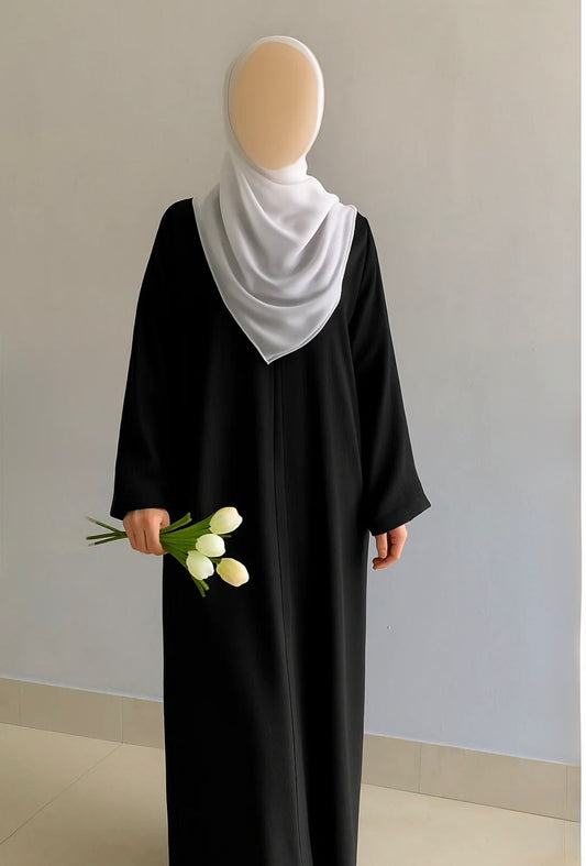 Everyday Front Open Abaya - Black